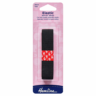 H631.20 Woven Non-Roll Elastic: 1m x 20mm: Black ..